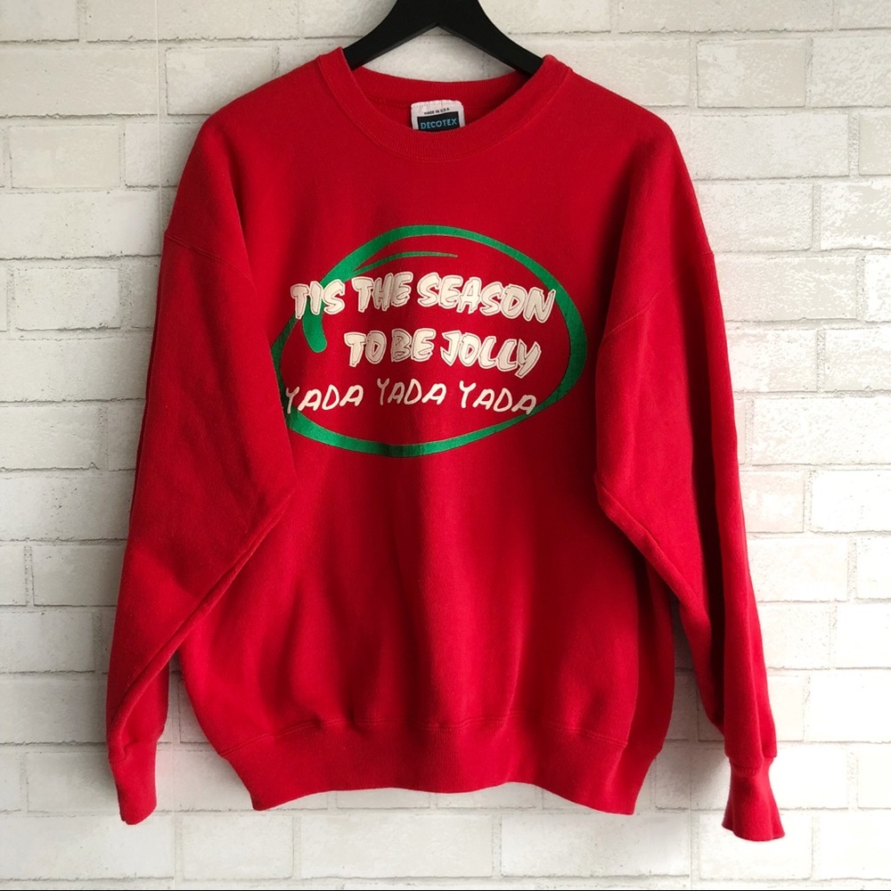 Vintage Ugly Christmas Sweater 90’s Red Crew Neck